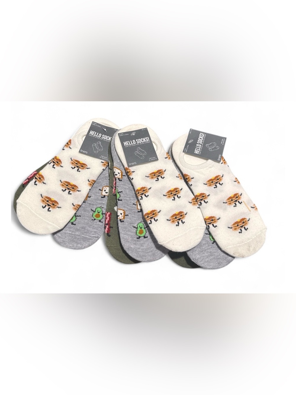 9pairs of Hello Socks Liners One Size 4-10